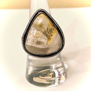 Genuine Bumblebee Jasper Stainless Steel Silver and Jasper Stone Ring, Size: 8